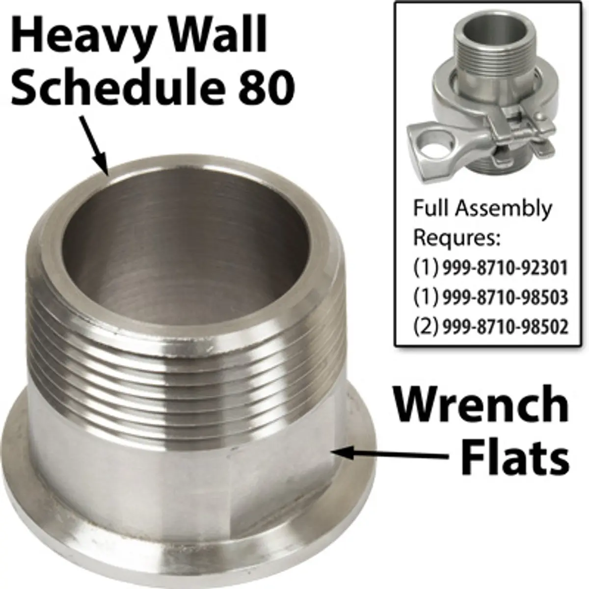 Pirate Brand - Sanitary Clamp Style, Quick Removal Coupling, Fitting, 1-1/4" Mnpt 1