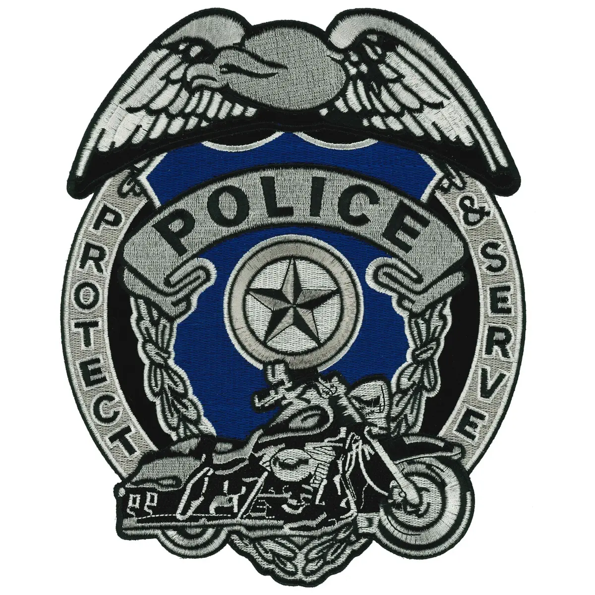 Hot Leather Police Badge 10" Patch 1