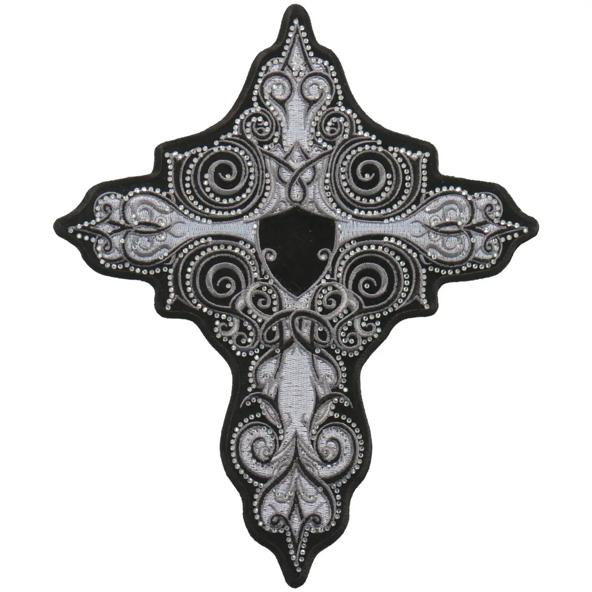 Ppc3285 5 Inch Rhinestone White Cross Patch 1