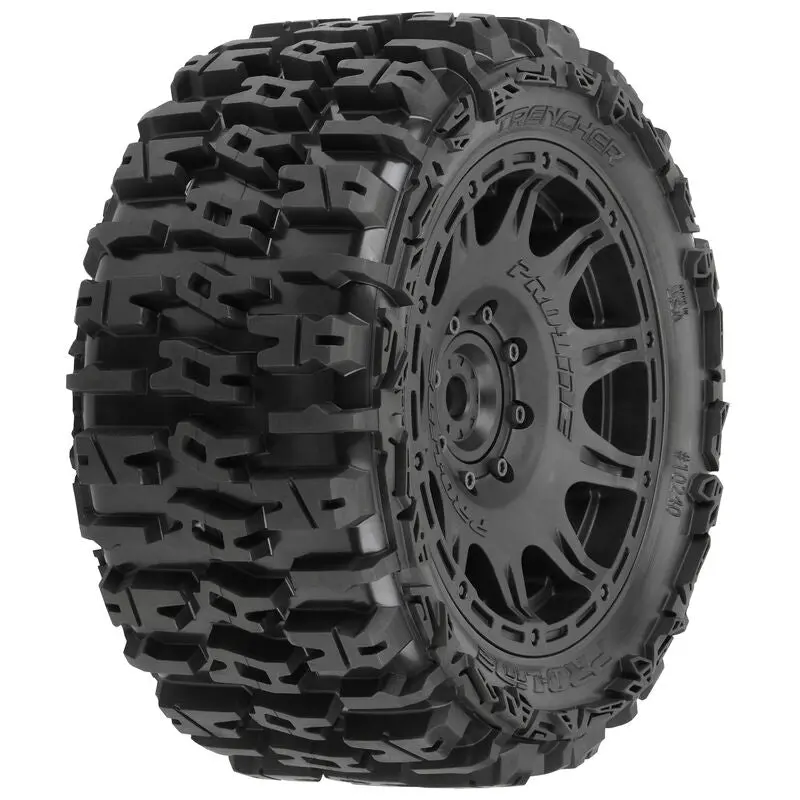 1/6 Trencher F/R 5.7” Tires Mounted 24Mm Black Raid 8X48 Hex (2) 1