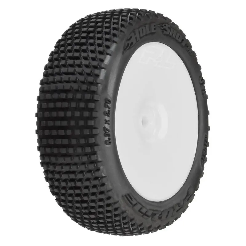 1/14 Hole Shot 3.0 F/R Tire Mtd 12Mm White Velocity (4): Typhon Grom 1