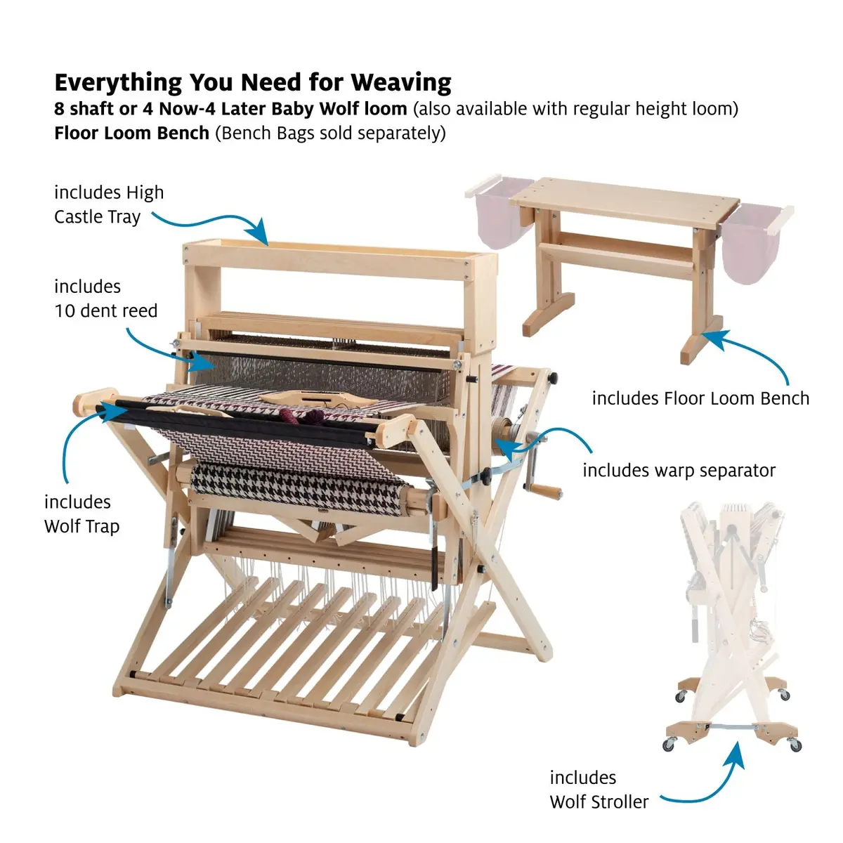 Start 8 Shaft Weaving On Baby Wolf Height Extender Bundle 1