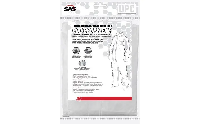 Sas Safety Corp. Polypropylene Disposable Crew Coverall 3