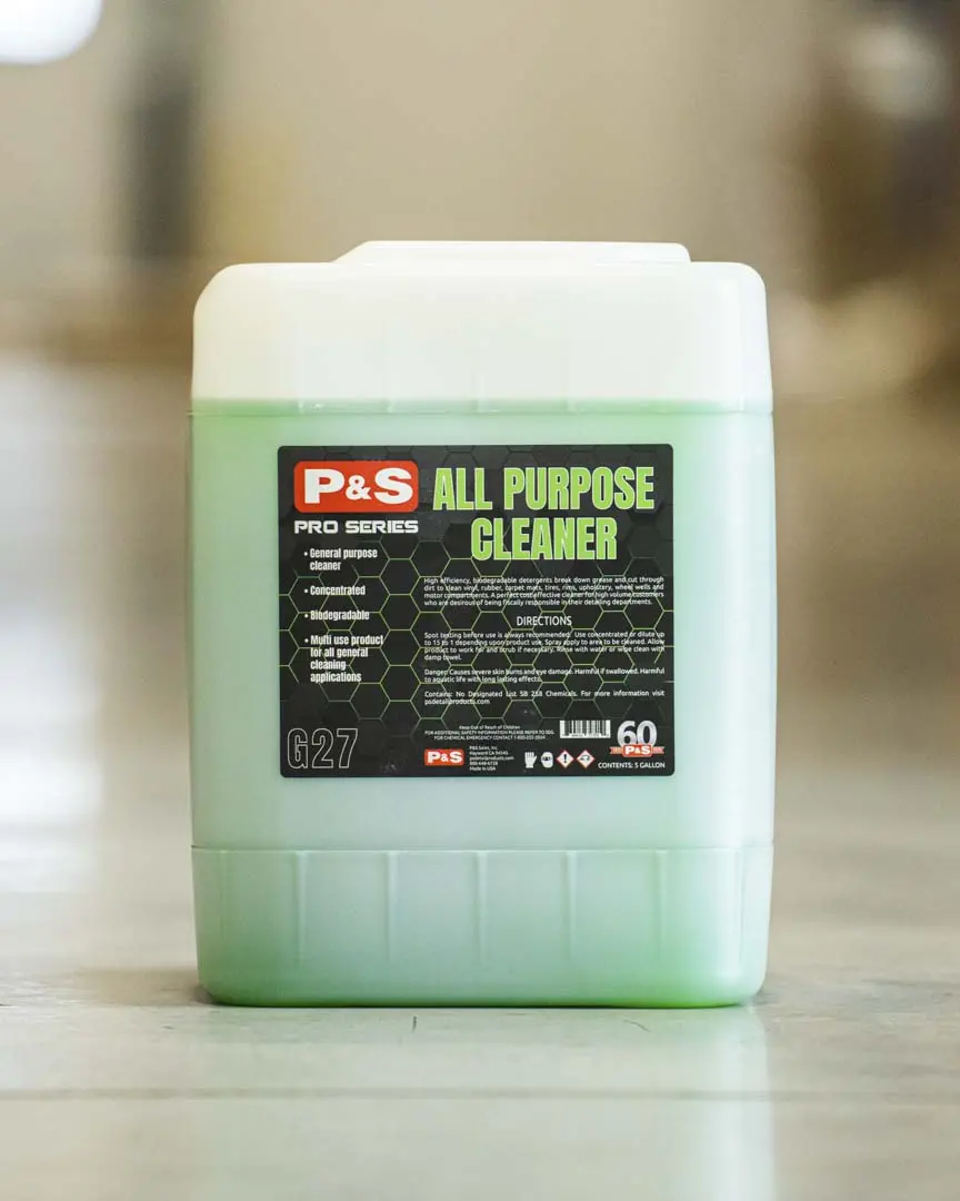 P&S - 5 Gallon | Apc, Bead Maker, Brake Buster, Bug Off, Carpet Bomber, Iron Buster, Irs Foaming Shampoo, Multi-Dressing Voc Compliant, Paint Gloss, Pearl Auto Shampoo, Radiance, Swift, True Vue, Terminator, Undressed Cleaner, And Xpress Interior 9