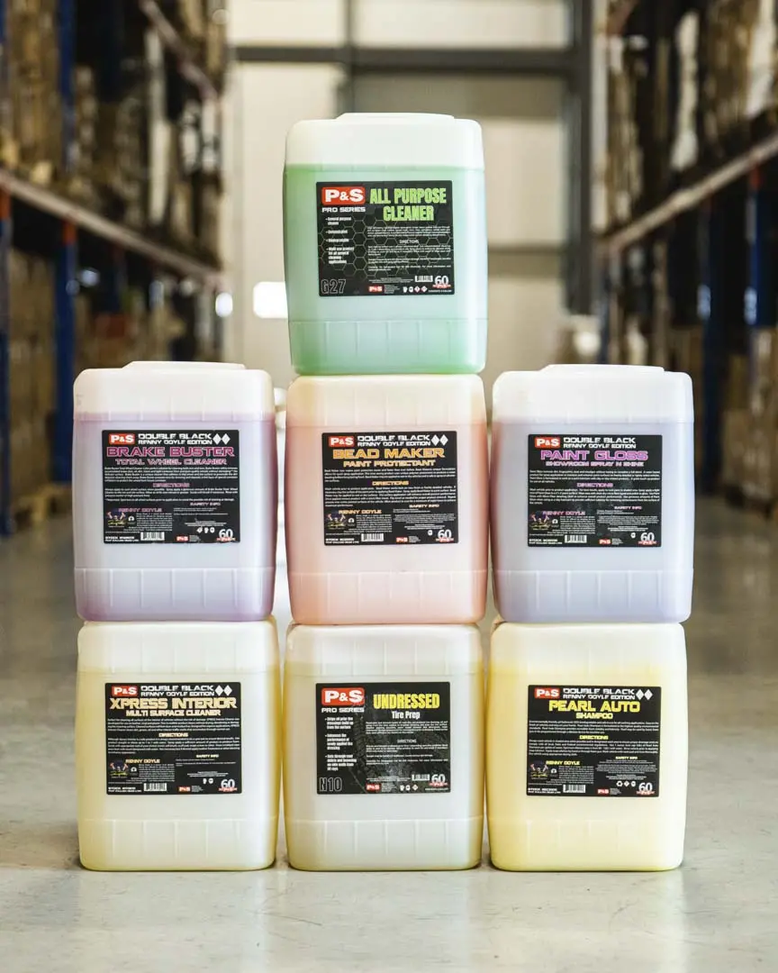 P&S - 5 Gallon | Apc, Bead Maker, Brake Buster, Bug Off, Carpet Bomber, Iron Buster, Irs Foaming Shampoo, Multi-Dressing Voc Compliant, Paint Gloss, Pearl Auto Shampoo, Radiance, Swift, True Vue, Terminator, Undressed Cleaner, And Xpress Interior 1