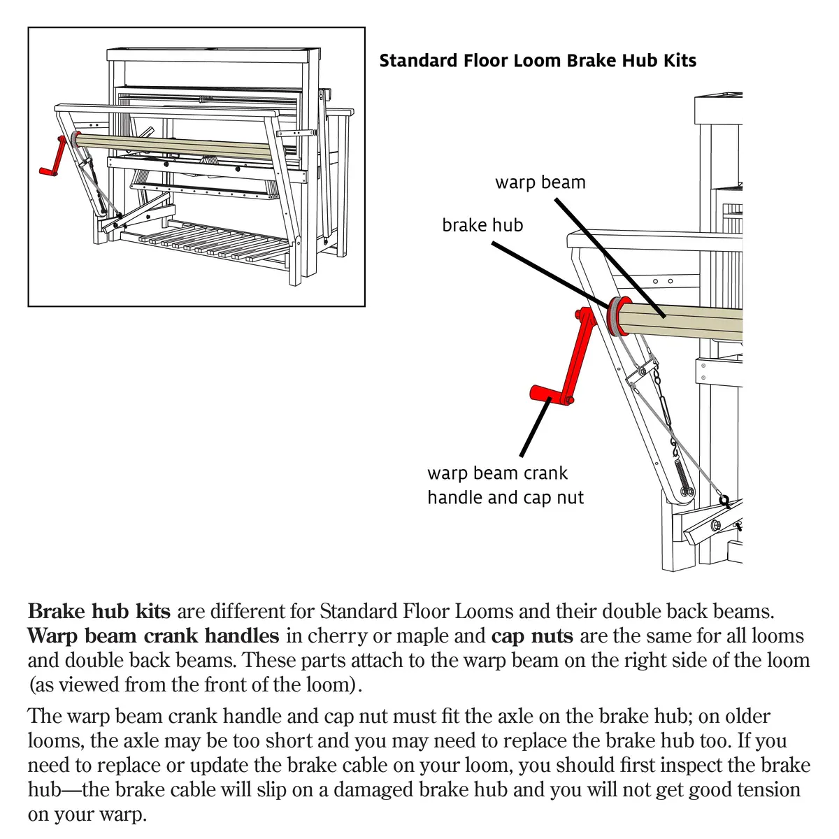 Warp Beam And Brake Hub Kits For Standard Floor Loom 1