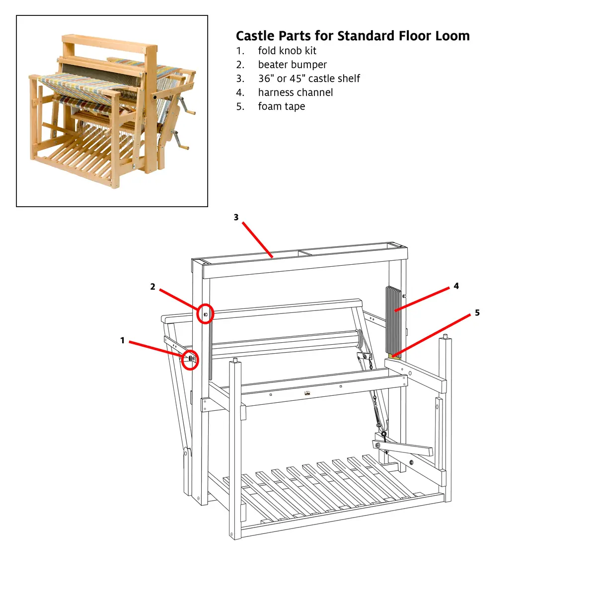 Castle Shelf For Standard Floor Loom 1