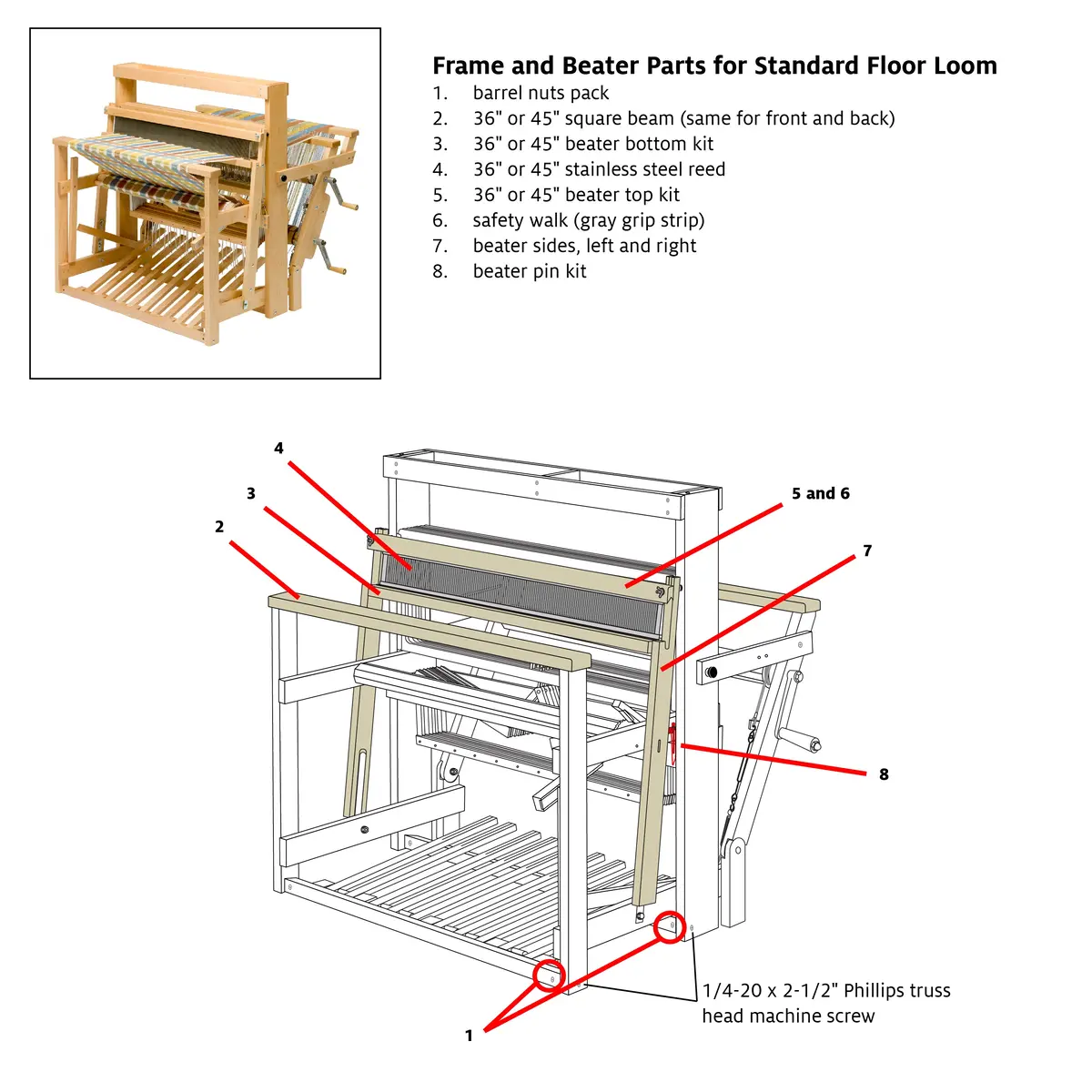 Square Beam For Standard Floor Loom 1