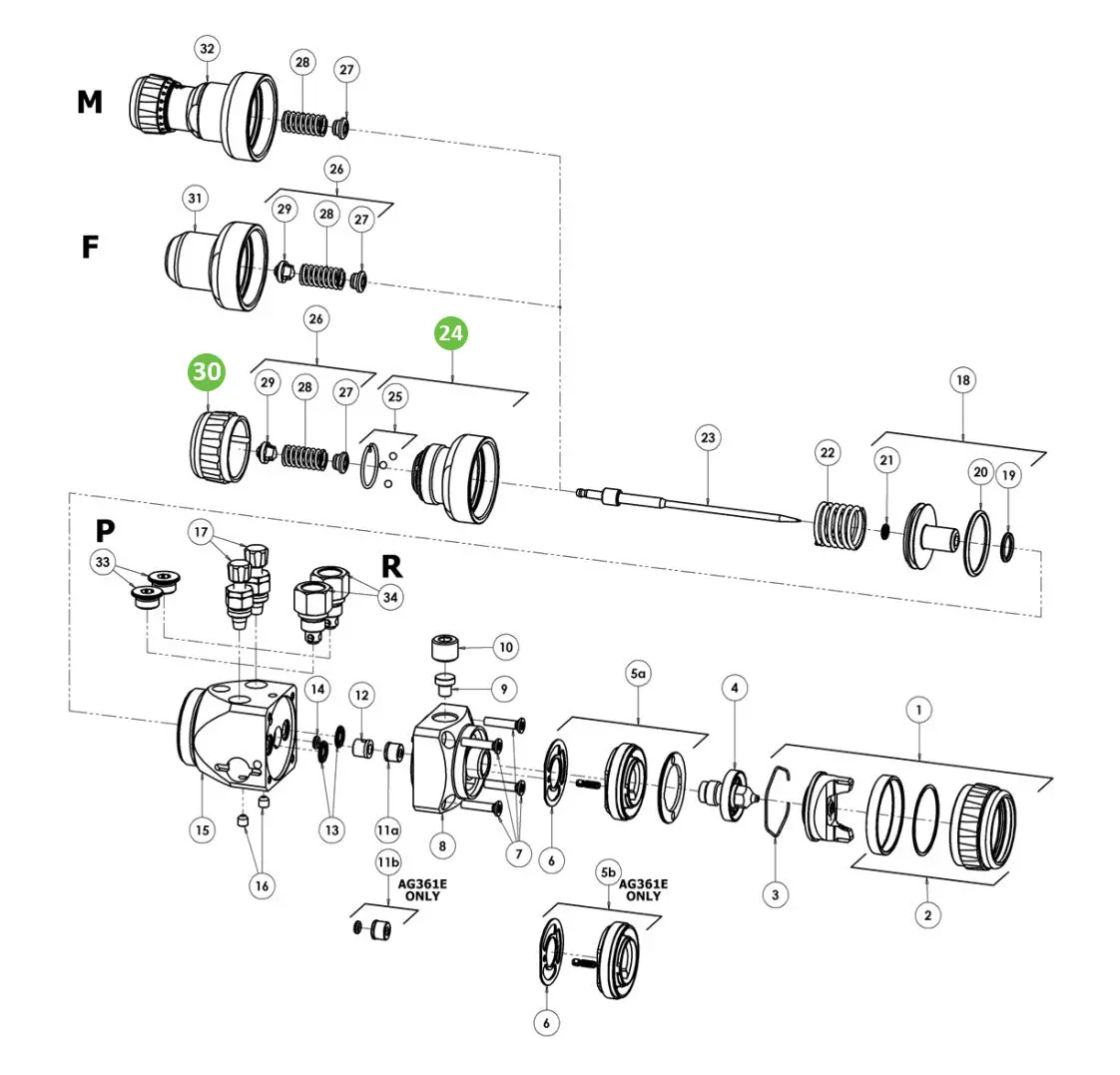 Devilbiss Spa-426-K Kit Of Rear Housing Assembly & Adjusting Knob 1