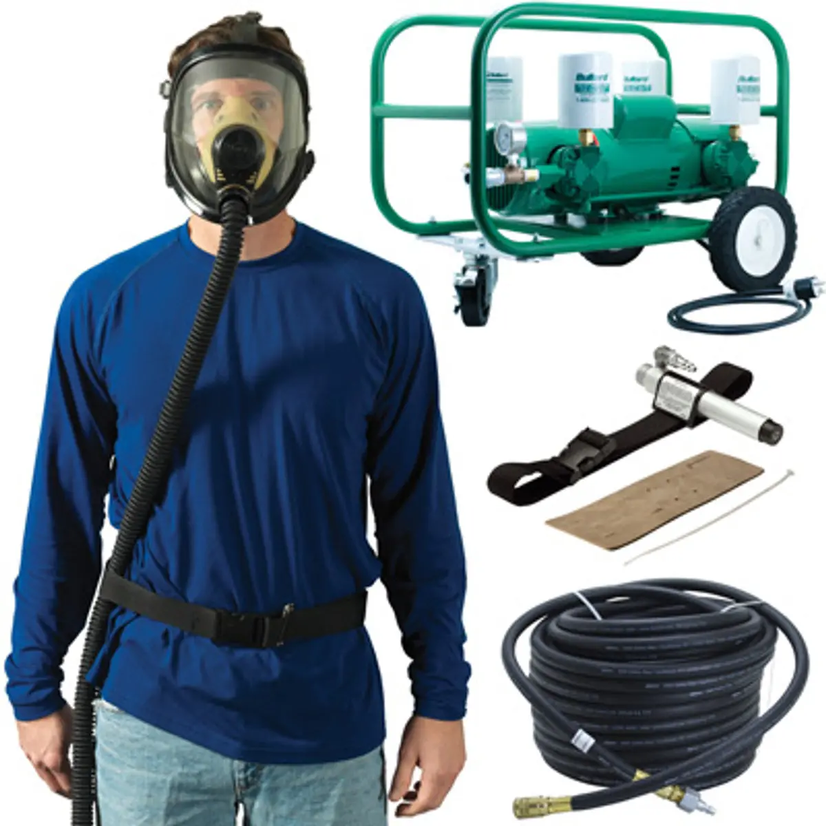 Pirate Brand - Bullard®, Spectrum Series, Continuous Flow Full-Face Mask Free Air Pump Respirator Package 1