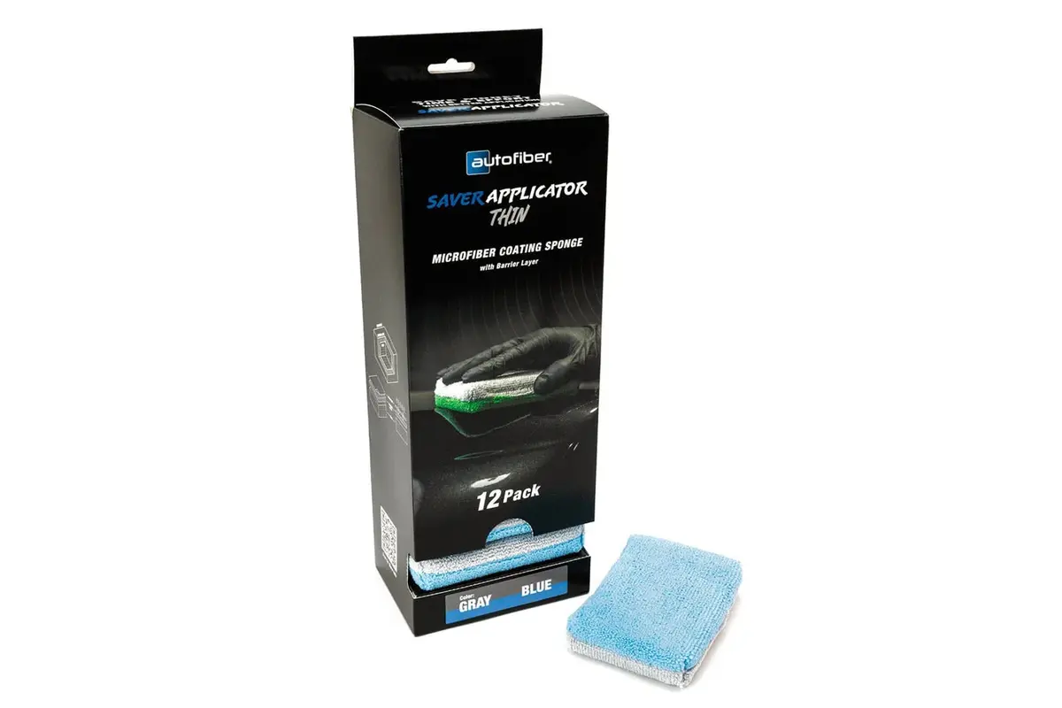 Autofiber Thin Microfiber Coating Applicator Sponge With Plastic Barrier - 12 Pack 1