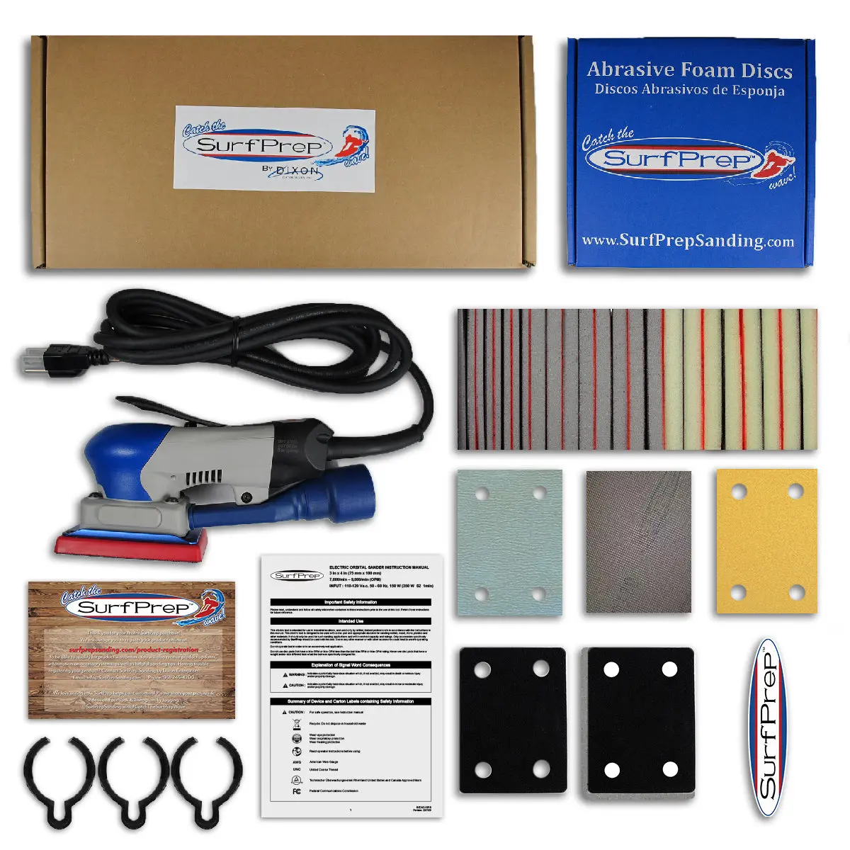 Surfprep 3" X 4" Electric Ray Profoam Sanding System Kit 1