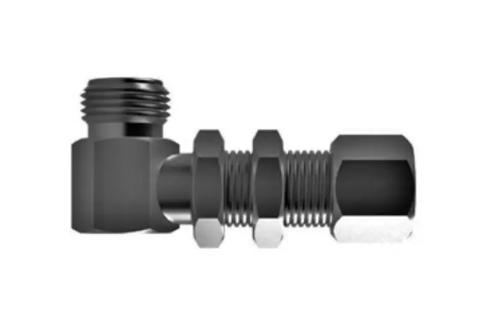 Hosco Sst Stainless Steel Fittings And Adaptors, Thread X Tube Elbow, Male Straight X Bulkhead 90° 1