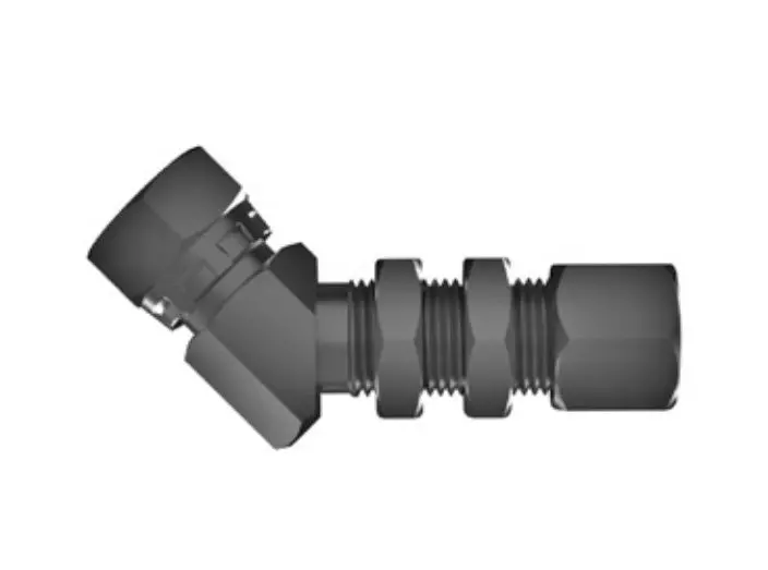 Hosco Sst Stainless Steel Fittings And Adaptors, Thread X Tube Elbow, Female Straight X Bulkhead 45° 1