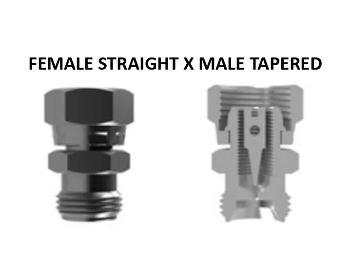 Hosco Spray Gun Connectors, Restrictors, Internally Adjustable, Female Straight X Male Tapered, Ril 1