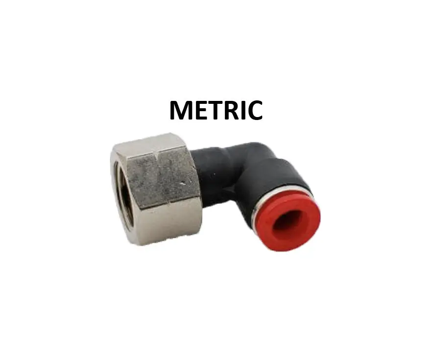 Hosco Push To Connect Fittings, Metric, Female Elbow (Various Size Options) 1