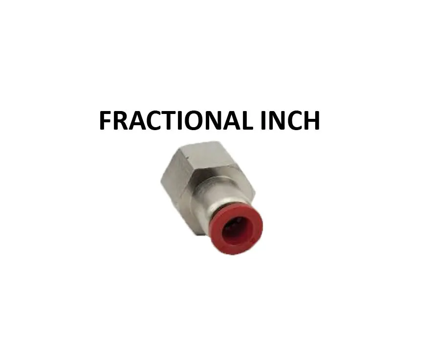 Hosco Push To Connect Fittings, Fractional Inch, Female Straight (Various Size Options) 1