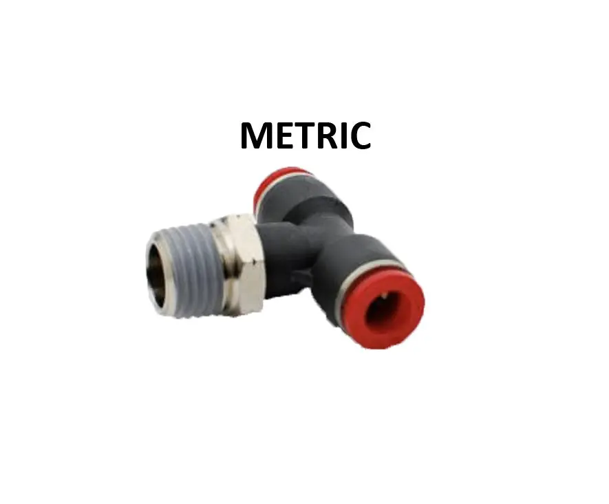 Hosco Push To Connect Fittings, Metric, Male Branch Tee (Various Size Options) 1