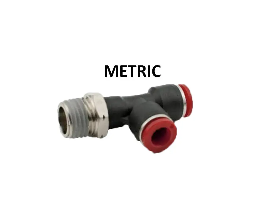 Hosco Push To Connect Fittings, Metric, Male Run Tee (Various Size Options) 1