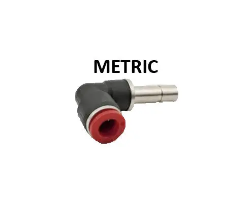 Hosco Push To Connect Fittings, Metric, Plug In Elbow (Various Size Options) 1