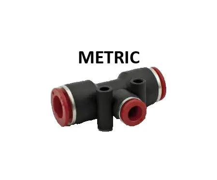 Hosco Push To Connect Fittings, Metric, Reducer Tee (Various Size Options) 1