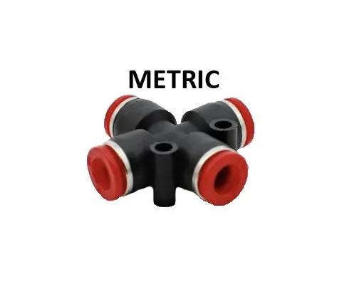 Hosco Push To Connect Fittings, Metric, Union Cross (Various Size Options) 1