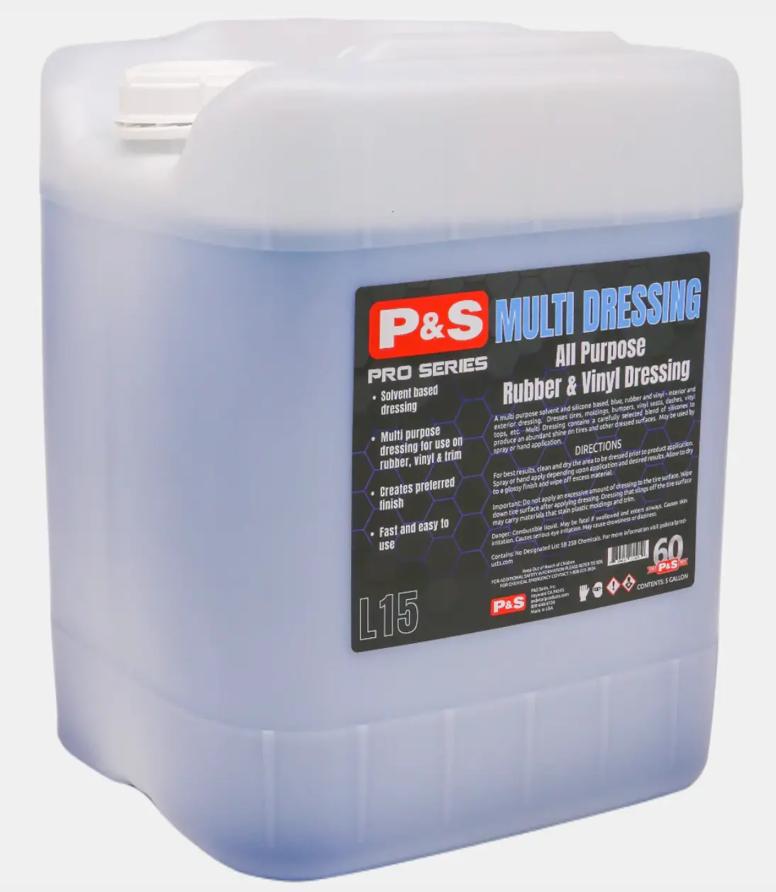 P&S - 5 Gallon | Apc, Bead Maker, Brake Buster, Bug Off, Carpet Bomber, Iron Buster, Irs Foaming Shampoo, Multi-Dressing Voc Compliant, Paint Gloss, Pearl Auto Shampoo, Radiance, Swift, True Vue, Terminator, Undressed Cleaner, And Xpress Interior 8