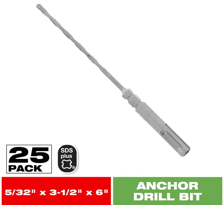 Diablo 5/32 In. X 3-1/2 In. X 6 In. Sds-Plus Full Carbide Head Concrete Anchor Hammer Percussion Drill Bit (25-Pack) 1