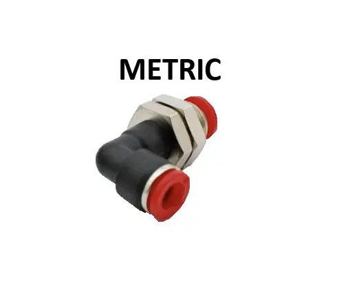 Hosco Push To Connect Fittings, Metric, Bulkhead Union Elbow (Various Size Options) 1