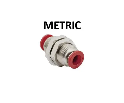 Hosco Push To Connect Fittings, Metric, Bulkhead Union (Various Size Options) 1