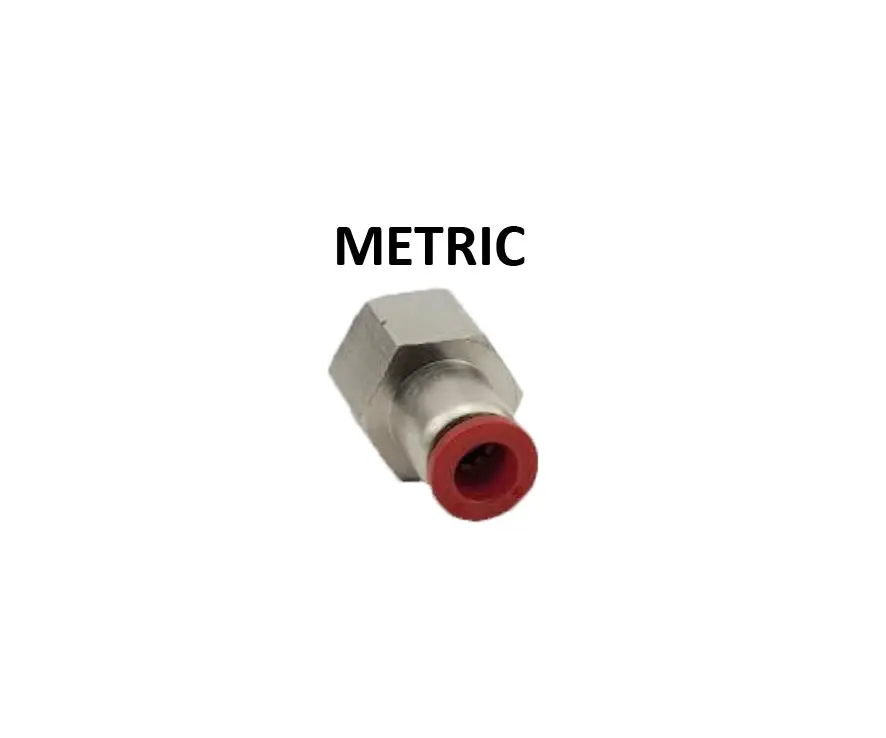 Hosco Push To Connect Fittings, Metric, Female Straight (Various Size Options) 1