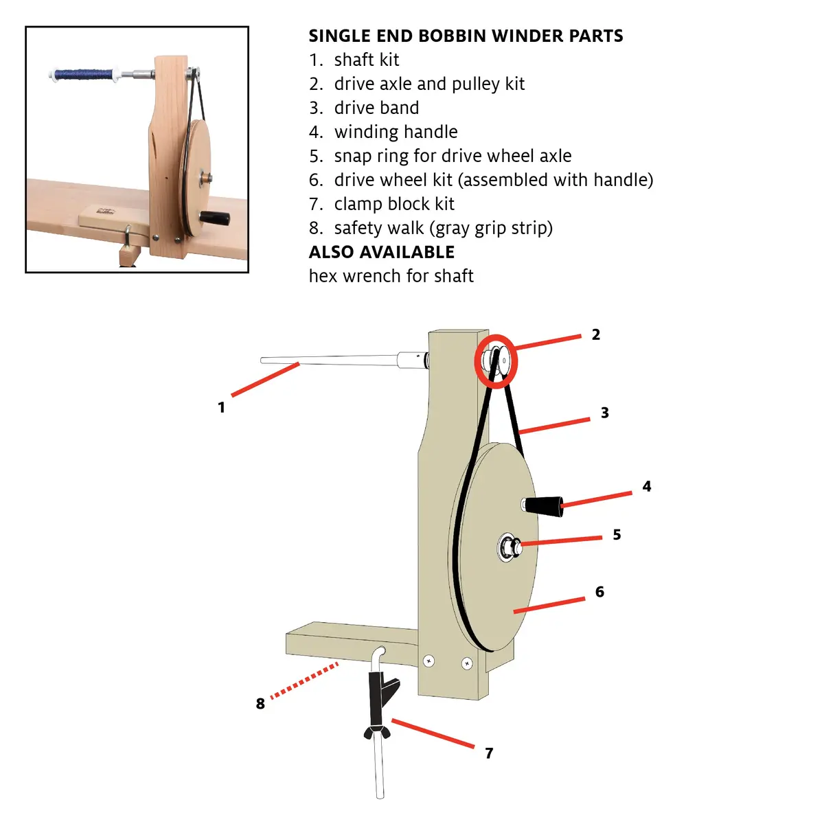 Drive Axle And Pulley Kit For Single End Bobbin Winder 1