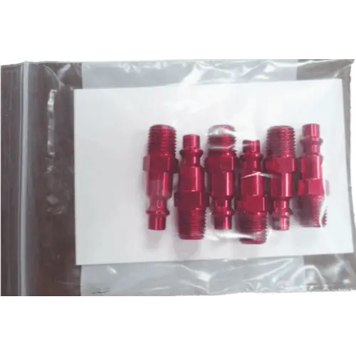 6 Industrial Standard Flow Disconnect Stems - Male - Light Duty (Red) 1