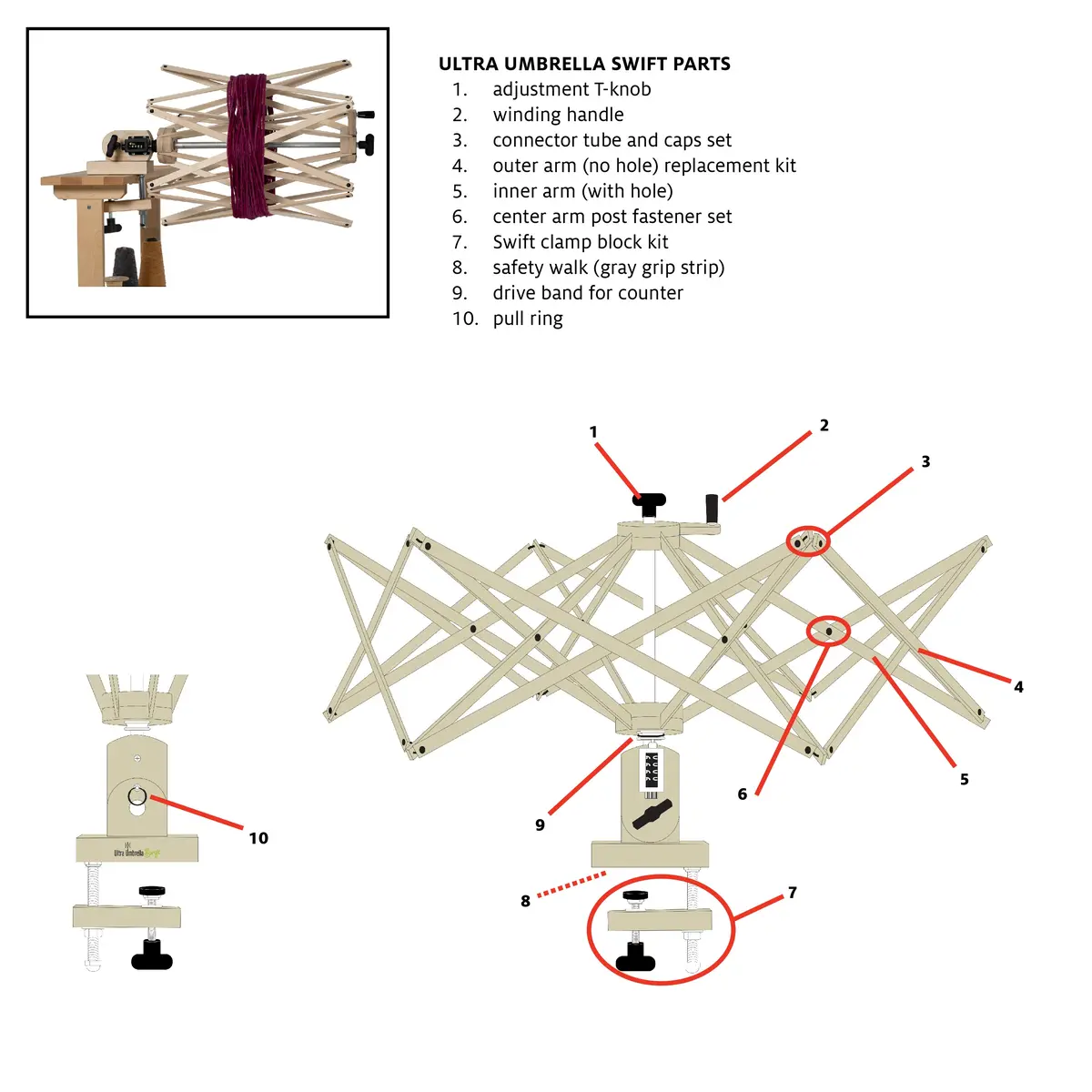 Clamp Block Kit For Ultra Umbrella Swift 1