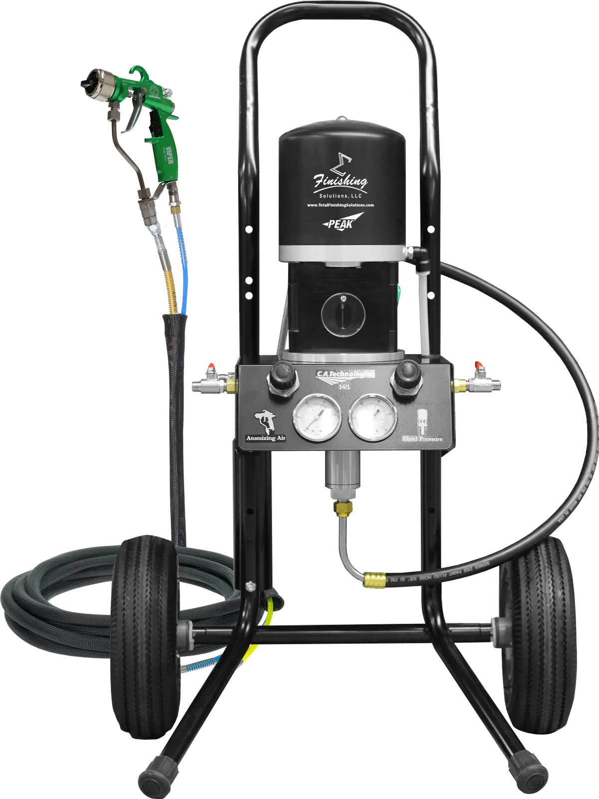 Tfs Label Air-Assist-Airless (Aaa) 14:1 Peak™ Pump - Cart Model Set-Up (V Packing)  With Viper® Aaa Spray Gun 1