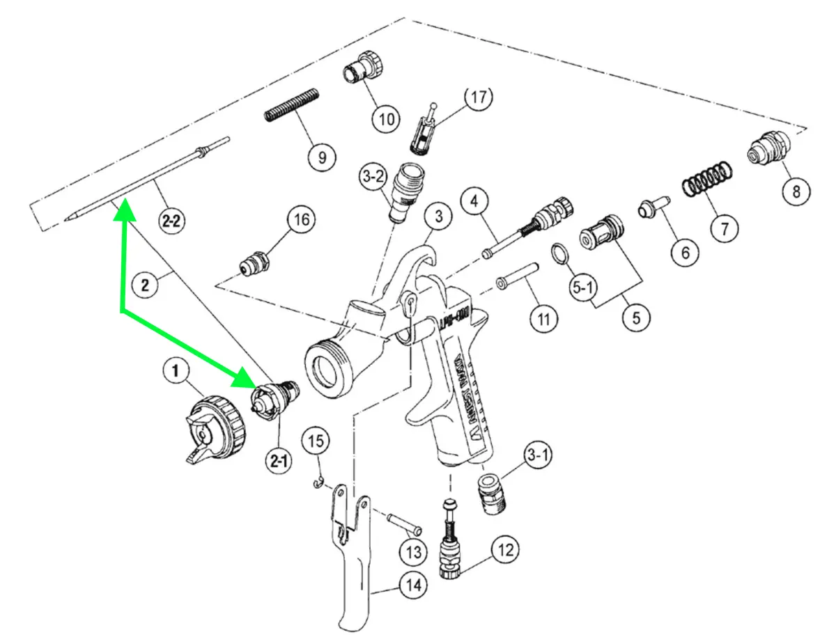 Anest Iwata Needle And Nozzle Set For W-400 1