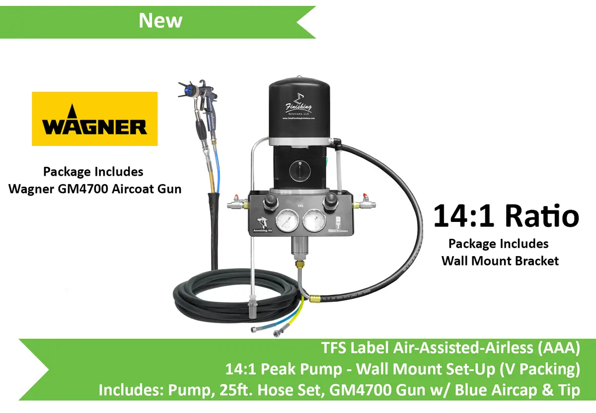 Tfs Label Air-Assist-Airless (Aaa) 14:1 Peak™ Pump - Wall Model Set-Up (V Packing) W/ Gm4700 Gun 1