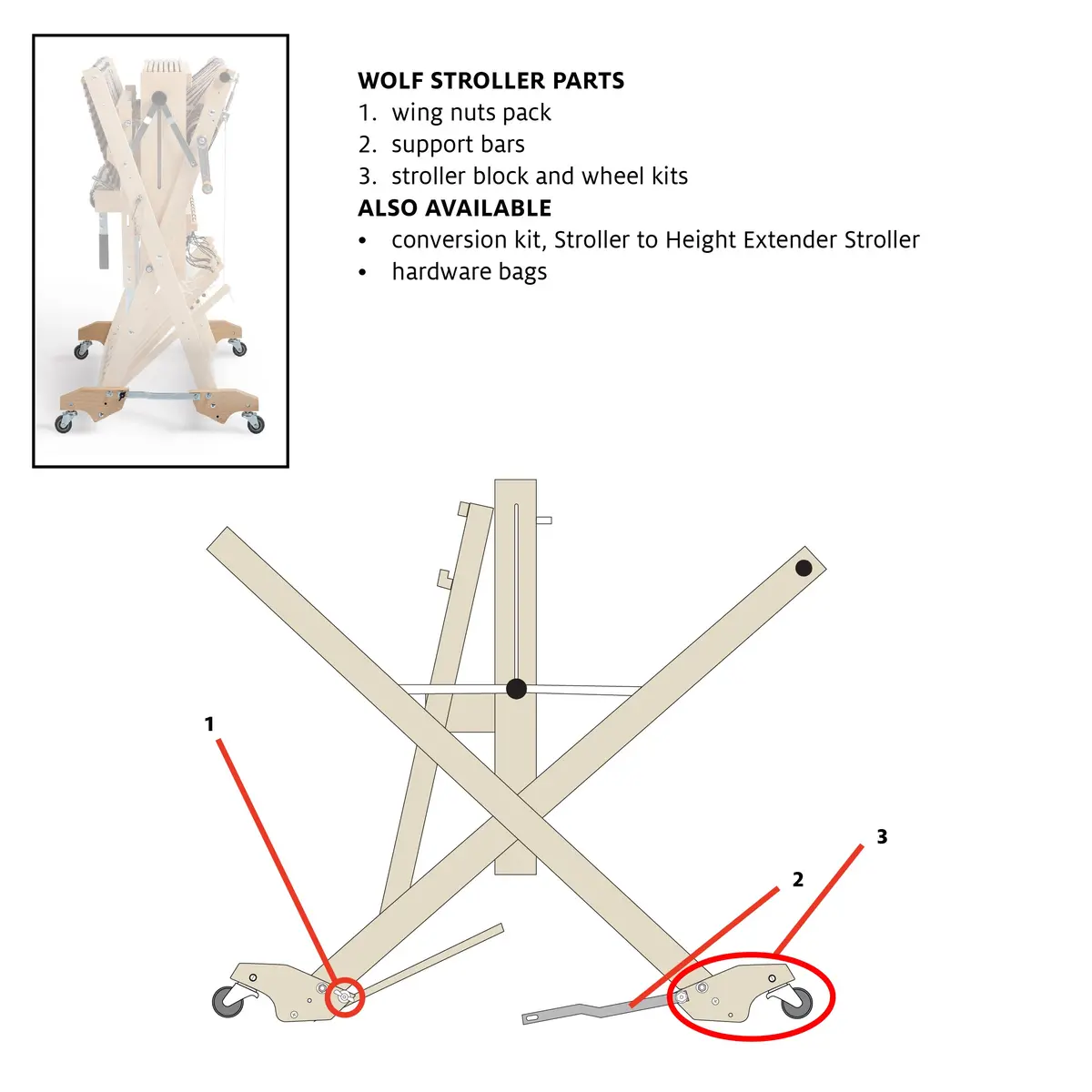 Support Bars For Wolf Strollers 1