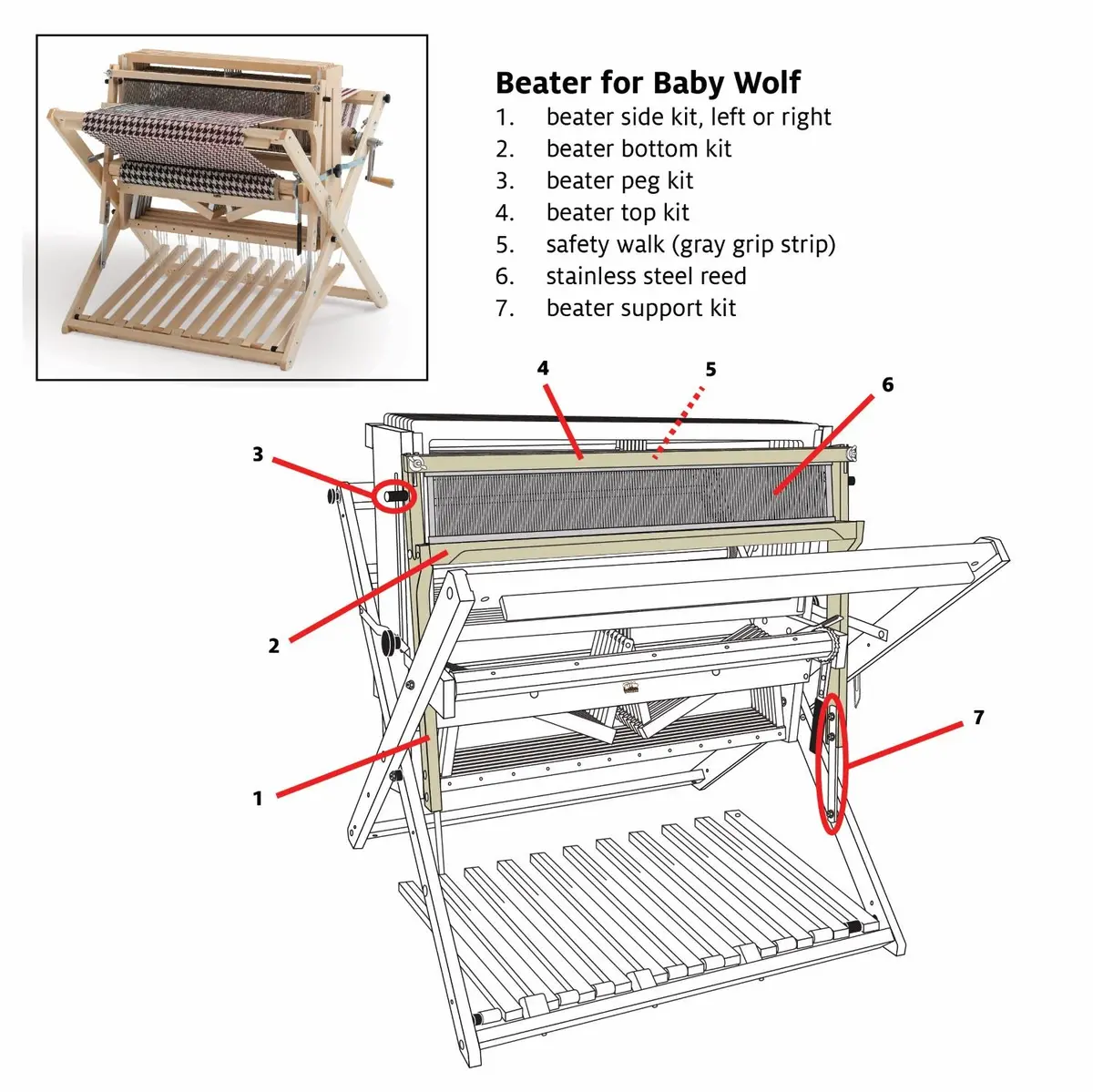 Beater Support Kit For Wolf Looms 1