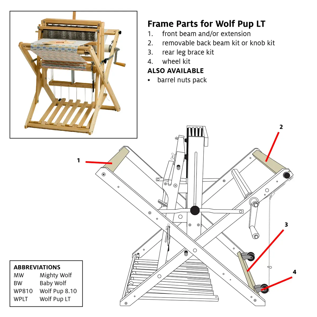 Wheel Kit For Wolf Pup Looms 1