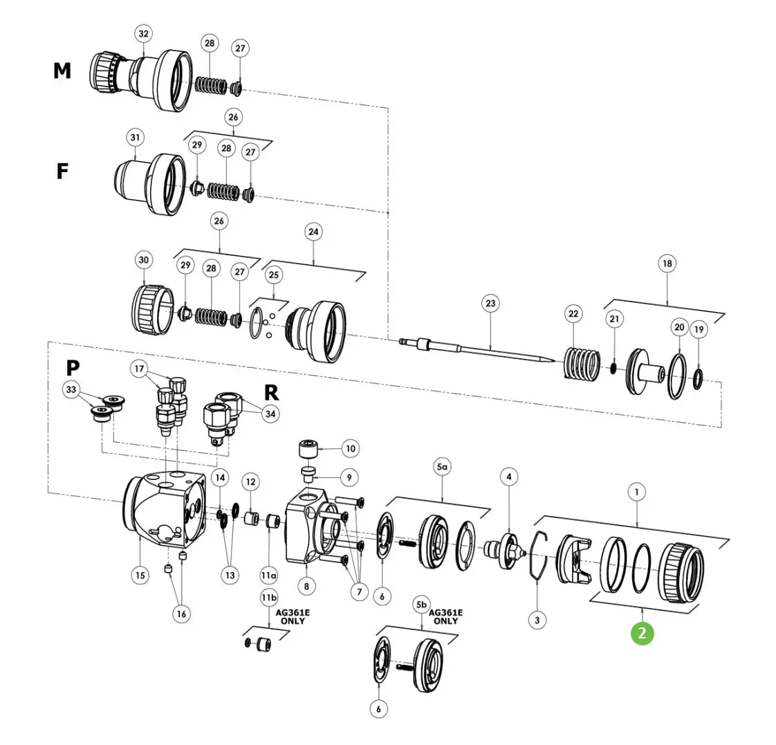 Devilbiss Pro-405-K Retaining Ring Sub Assembly 1
