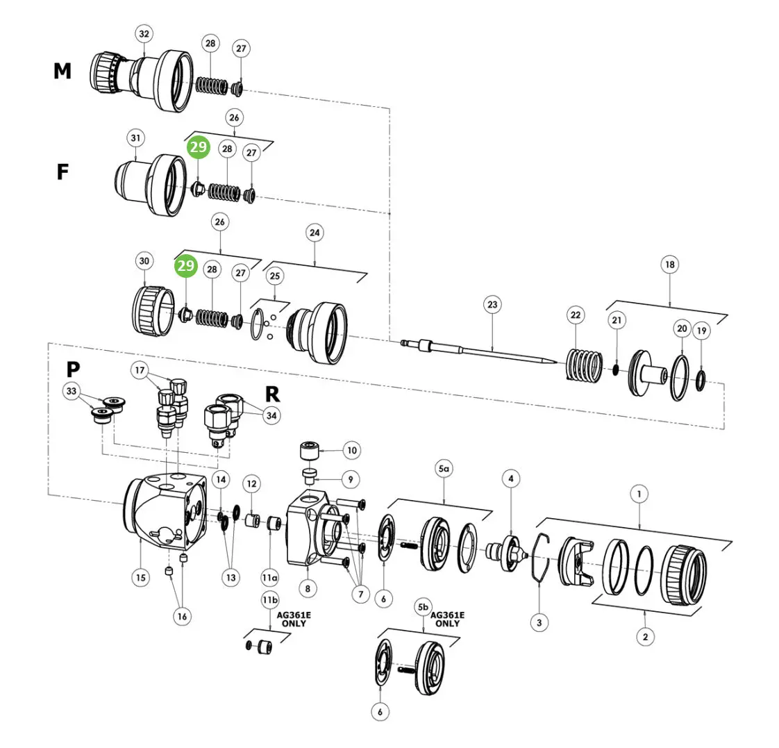 Devilbiss Spa-165-K2 Spring Button, Kit Of 2 1
