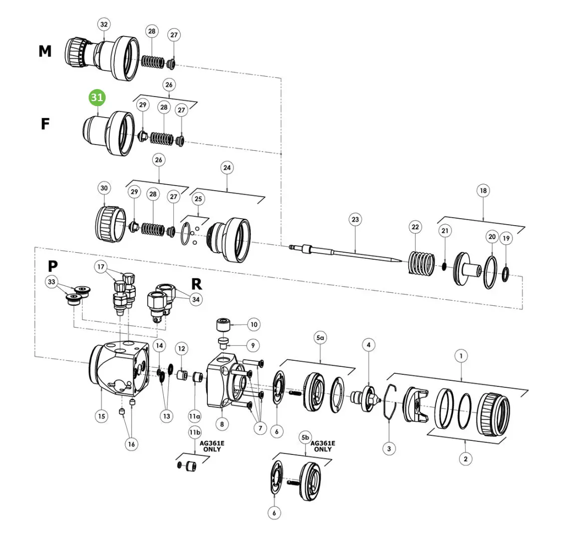Devilbiss Spa-167-K Fixed Rear Housing 1