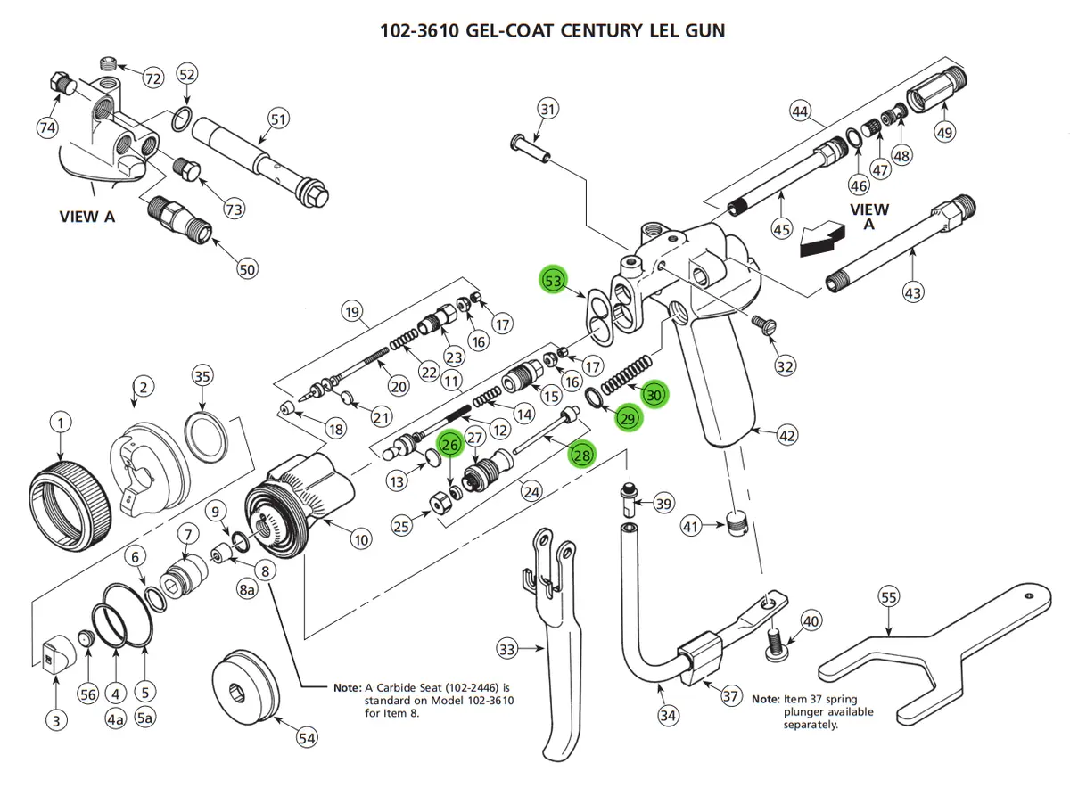 Binks 106-1172 Air Valve Repair Kit For Century Lel Gun Assemblies 1