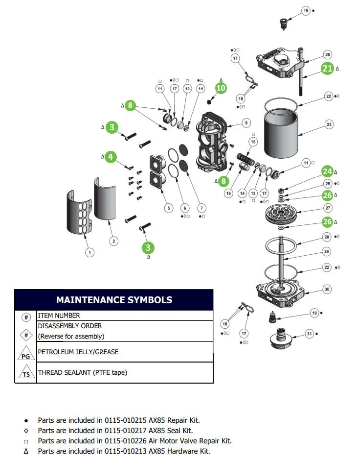 Binks 0115-010213 Ax85 Hardware Kit 1