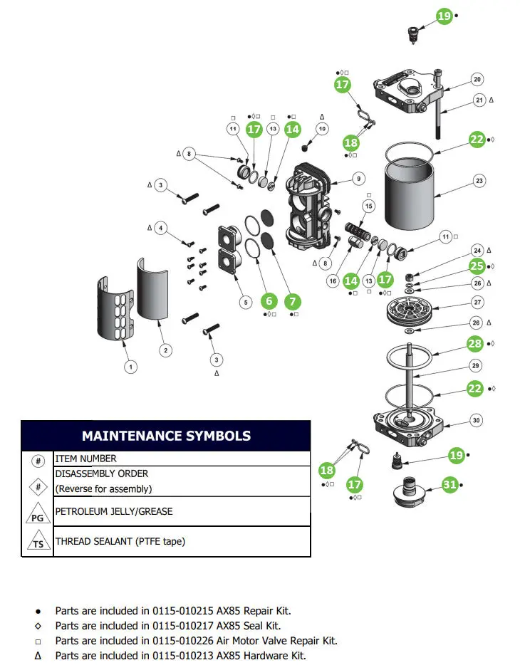 Binks 0115-010215 Ax85 Repair Kit 1