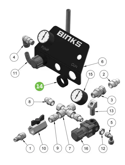 Binks Dvx-58 Regulator Panel Nut 1
