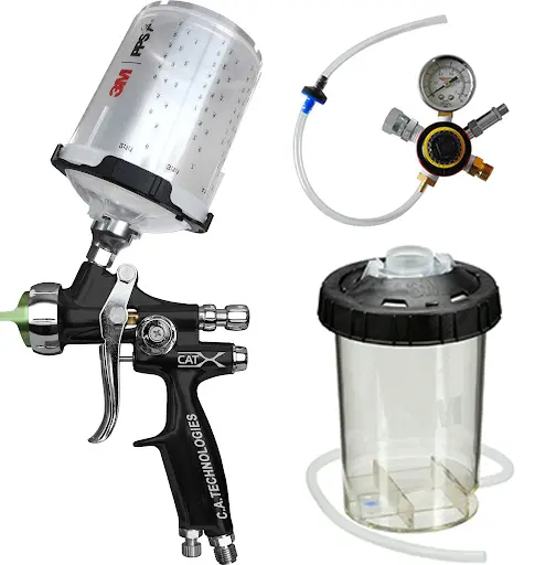 Cat-X Black Teflon™ Gravity Spray Gun W/ Pressurized 3M Pps 2.0 Cup System 850Ml 1