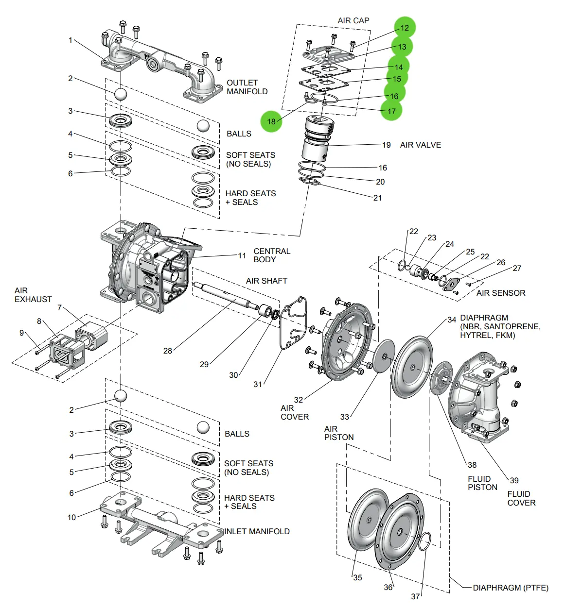 Samoa Up10r-Hp-8A0 Central Body Air Cap Kit 1