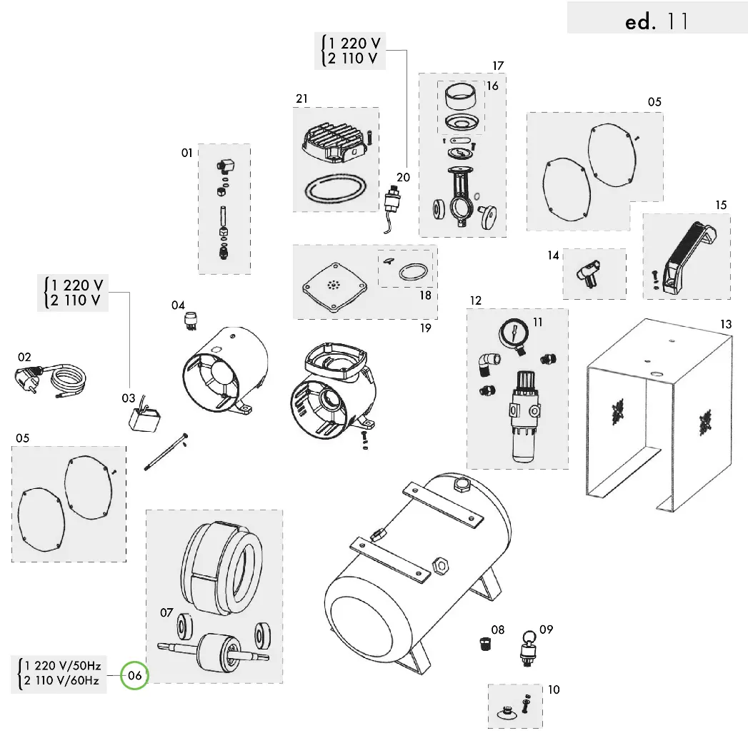 Sagola Cp 1000 - Stator, Rotor & Bearings Kit; 110V/60Hz 1